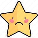 sad, yellow, cartoon, star, emoji, award, character, favorite, badge