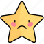 sad, yellow, cartoon, star, emoji, award, character, favorite, badge 