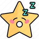 sleeping, yellow, cartoon, star, emoji, award, character, favorite, badge
