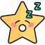sleeping, yellow, cartoon, star, emoji, award, character, favorite, badge 