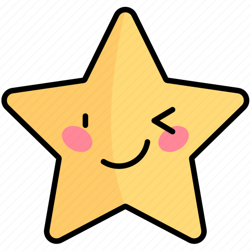 Winking, cute, cartoon, star, emoji, award, character icon - Download on Iconfinder