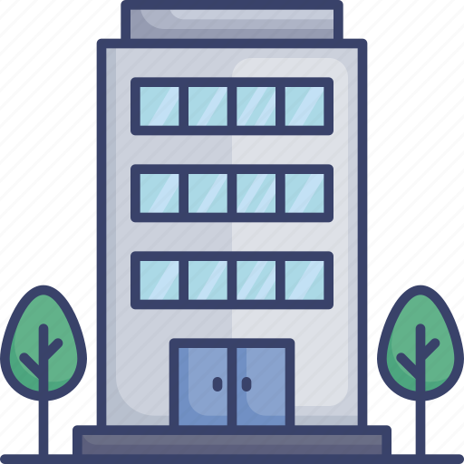 Apartment, building, estate, office, property, real, trees icon - Download on Iconfinder