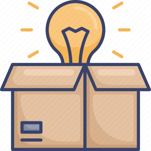 Box, idea, lightbulb, of, out, package, the icon - Download on Iconfinder