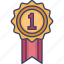 achievement, award, first, medal, reward, ribbon, winner 