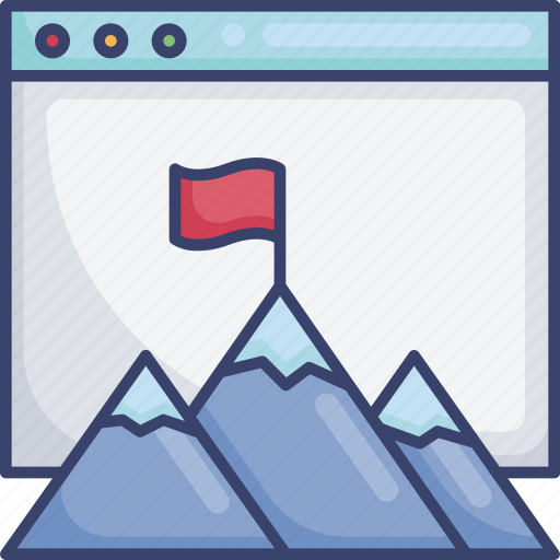 Achievement, browser, flag, mountain, start, target, up icon - Download on Iconfinder