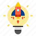 bulb, creative, idea, light, rocket, spaceship