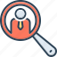 employee, enrollment, interview, magnify, profile, recruitment, search people symbol 