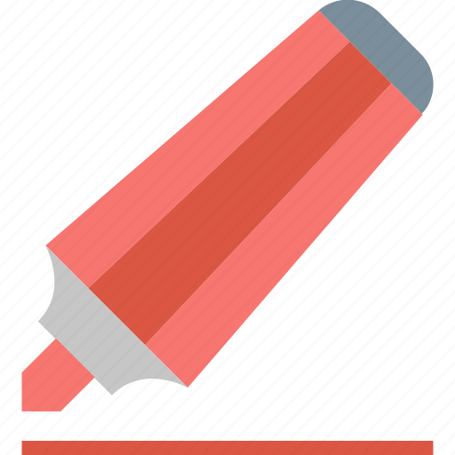 Marker, draw, highlight, highlighter, office, red, stationary icon - Download on Iconfinder