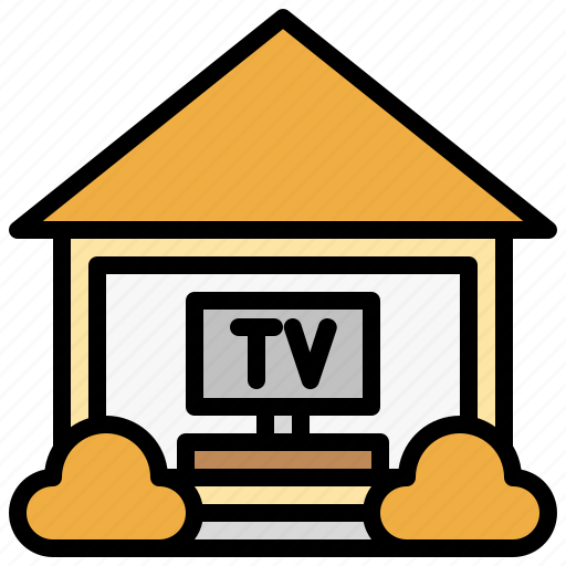 Building, estate, house, real, routine, tv, watching icon - Download on Iconfinder
