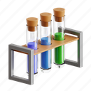 test, tube, test tube, stem, laboratory tools, 3d icon, 3d illustration, 3d render, chemical analysis 