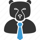 bear, boss, grizzly head, manager, person, predator, stock trader