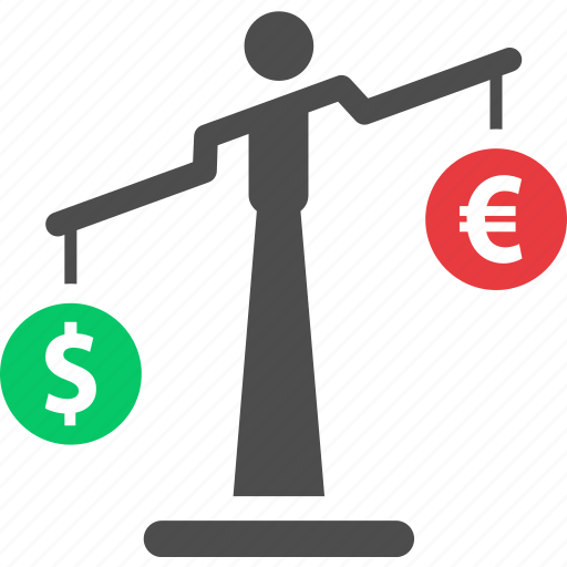 Balance, dollar, euro, finance, money, scale, currency icon - Download on Iconfinder