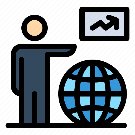 Arrow, globe, go, man, user icon - Download on Iconfinder