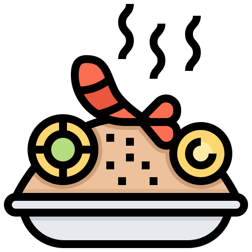 Dish, food, fried, rice, shrimp icon - Free download