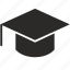 graduate, hat, head, learn, magister, study, education 