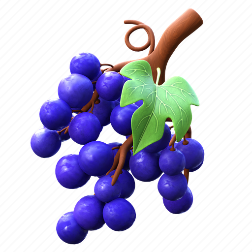 Grapes, fruit, food, wine 3D illustration - Download on Iconfinder