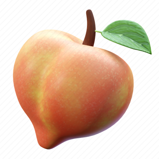 Peach, fruit, food, healthy 3D illustration - Download on Iconfinder