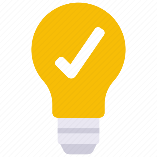 Lightbulb, tick, idea, correct, ticked icon - Download on Iconfinder