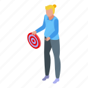 successful, business, woman, target, isometric