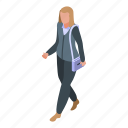 successful, business, woman, bag, isometric