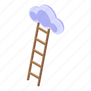 wood, ladder, cloud, isometric