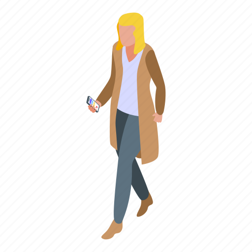 Successful, woman, smartphone, isometric icon - Download on Iconfinder