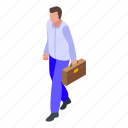 briefcase, successful, businessman, isometric