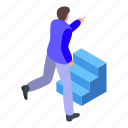stairs, successful, businessman, isometric