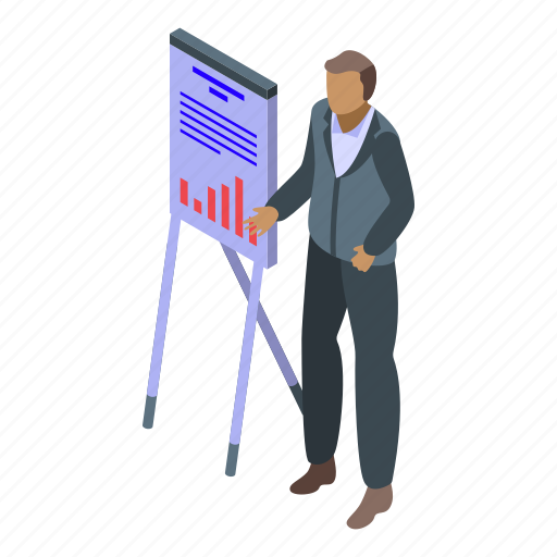 Lesson, successful, businessman, isometric icon - Download on Iconfinder
