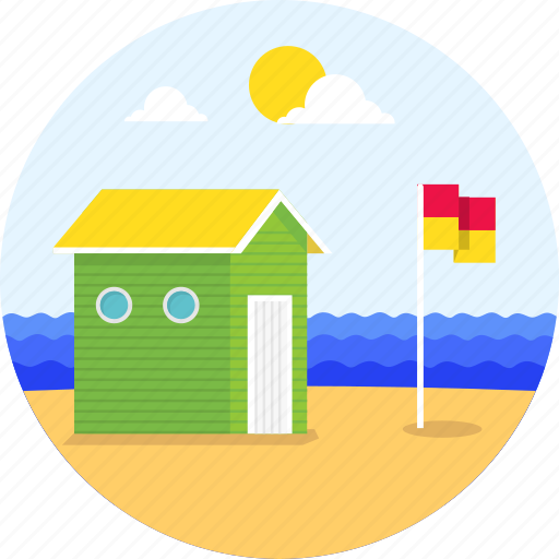 Beach, flag, hut, ocean, summer, surfing, vacation icon - Download on Iconfinder