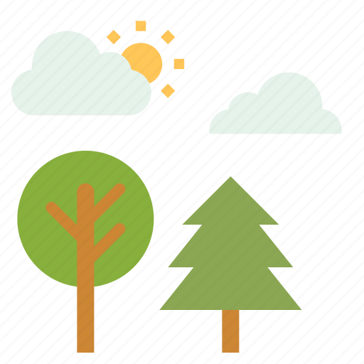 Forest, nature, outdoors, park, sun, trees, wood icon - Download on Iconfinder