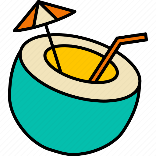 Coconut, fruit, beverage, juice, straw icon - Download on Iconfinder