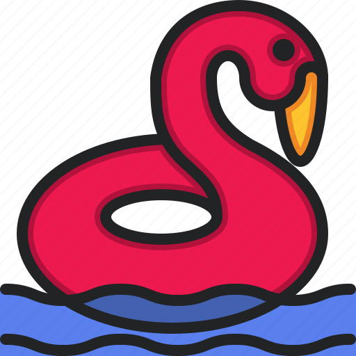 Flamingo, rubber, ring, swim, pool, holidays icon - Download on Iconfinder