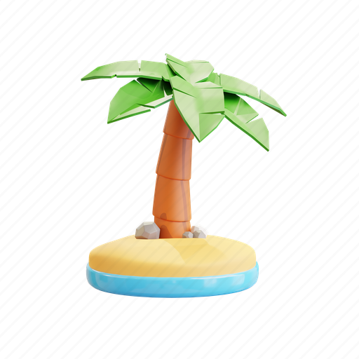 Coconut, tree, leaf, beach, summer, forest, plant 3D illustration - Download on Iconfinder
