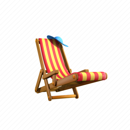 Beach, chair, summer, seat, furniture, interior 3D illustration - Download on Iconfinder