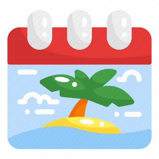 Calendar, date, schedule, event, beach, summer, palm icon - Download on Iconfinder