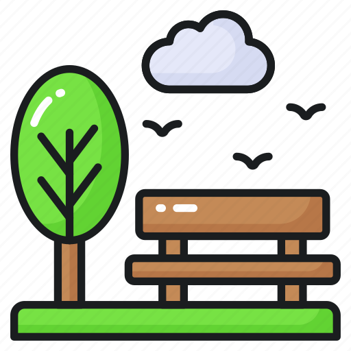 Park, garden, bench, trees, lawn, orchard, nature icon - Download on Iconfinder