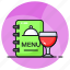 menu, card, food, book, drink, glass, content, booklet 