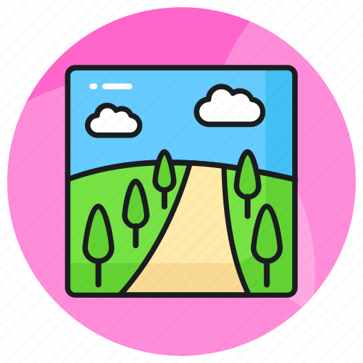 Landscape, nature, scenery, outdoors, field, valley, trees icon - Download on Iconfinder