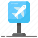 airport, sign board, guidepost, pole, signage, sign, airplane