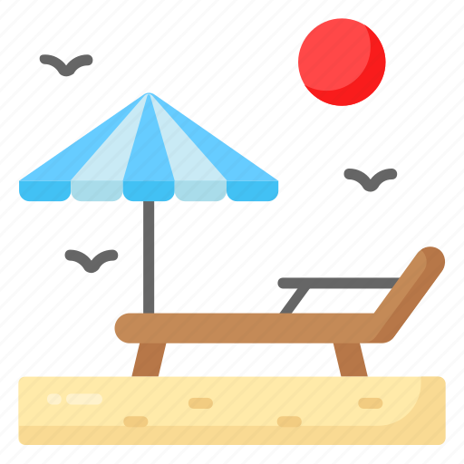 Sunbed, beach, sun, umbrella, lounger, suntan, sunbath icon - Download on Iconfinder