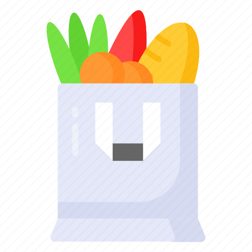 Grocery, bag, bread, vegetables, fruit, food, shopping icon - Download on Iconfinder