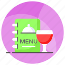 menu, card, food, book, drink, glass, content, booklet