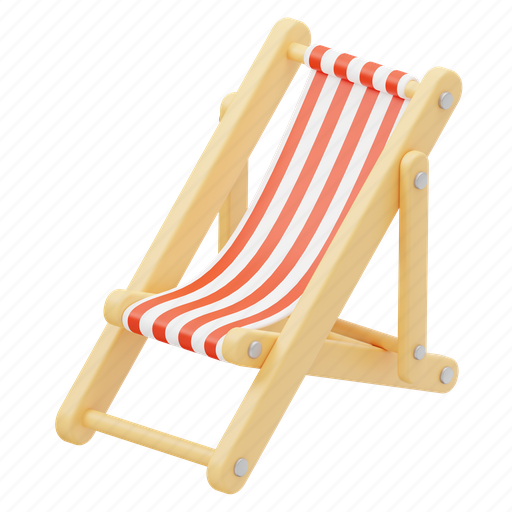 Beach, chair, summer, vacation, holiday, relax, seat 3D illustration - Download on Iconfinder