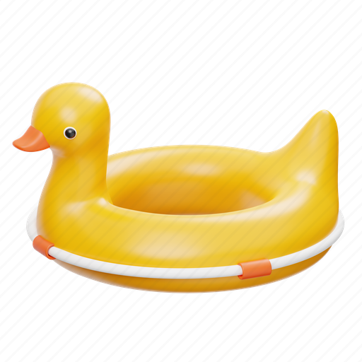 Duck, swim, ring, swimming, yellow, summer 3D illustration - Download on Iconfinder