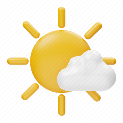 Sunny, cloud, weather, summer, sun, holiday 3D illustration - Download on Iconfinder