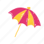 beach, cake, orange, pink, rain, summer, umbrella 