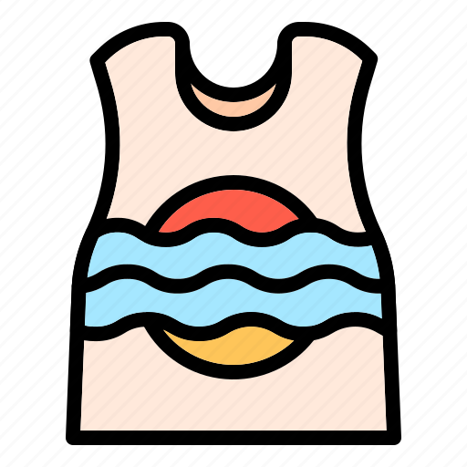 Tanktop, shirt, summer, beach, swimming, wave, sun icon - Download on Iconfinder