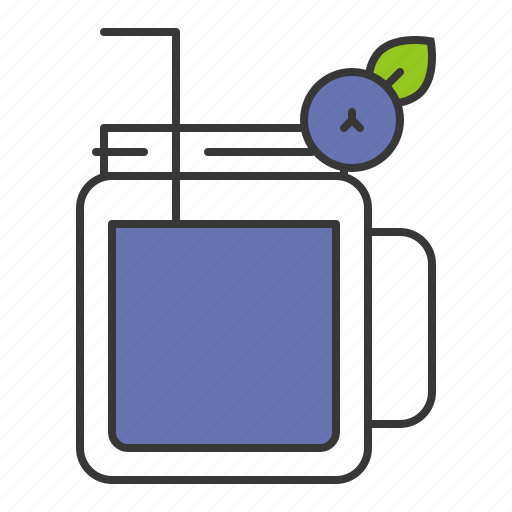 Blueberry, blueberry juice, juice, mason jar, vacation icon - Download on Iconfinder