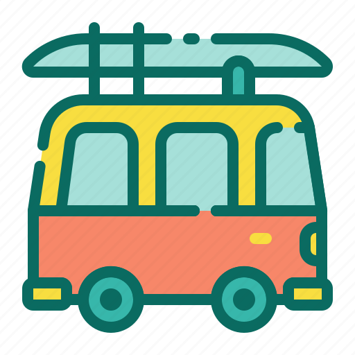 Beach, camper van, car, holiday, summer, surf van, vacation icon - Download on Iconfinder